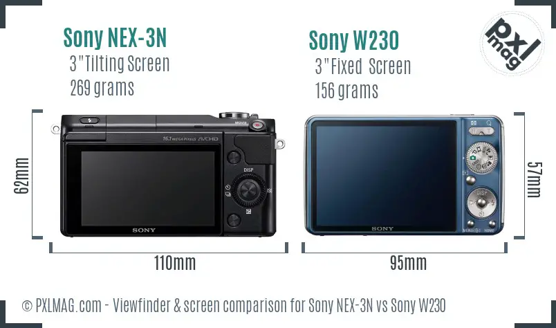 Sony NEX-3N vs Sony W230 Screen and Viewfinder comparison