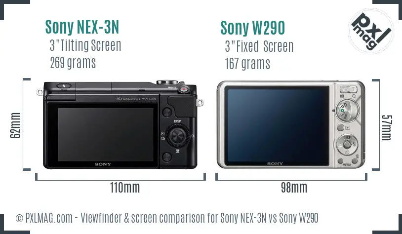 Sony NEX-3N vs Sony W290 Screen and Viewfinder comparison