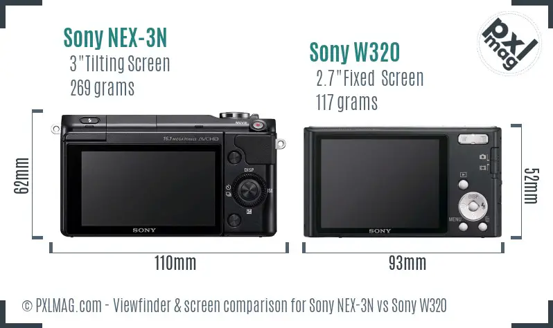 Sony NEX-3N vs Sony W320 Screen and Viewfinder comparison