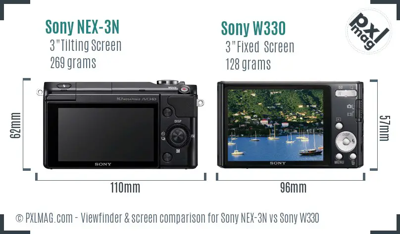 Sony NEX-3N vs Sony W330 Screen and Viewfinder comparison