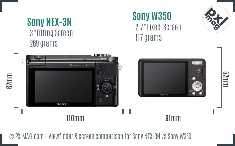 Sony NEX-3N vs Sony W350 Screen and Viewfinder comparison