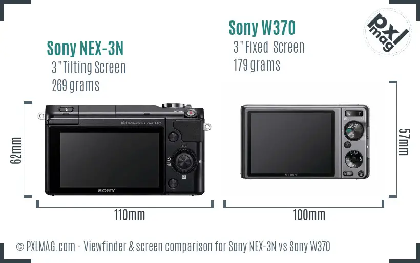 Sony NEX-3N vs Sony W370 Screen and Viewfinder comparison