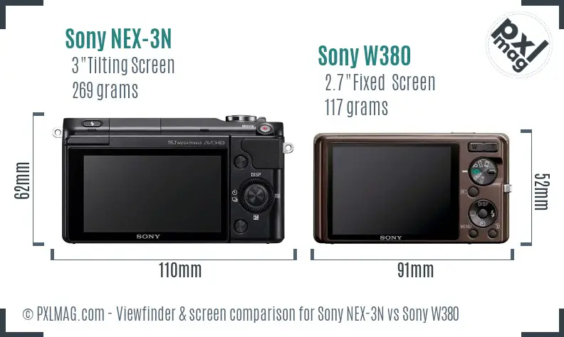 Sony NEX-3N vs Sony W380 Screen and Viewfinder comparison
