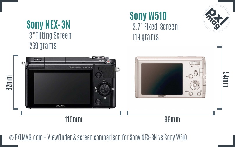 Sony NEX-3N vs Sony W510 Screen and Viewfinder comparison