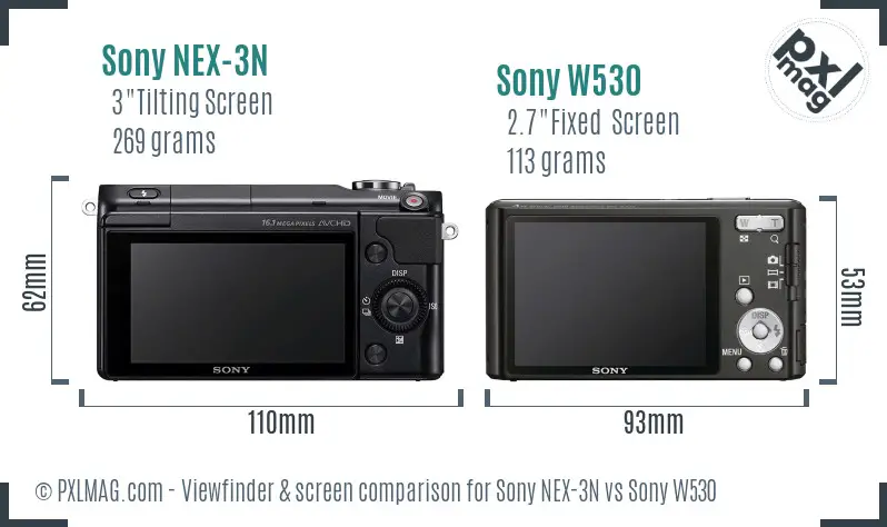 Sony NEX-3N vs Sony W530 Screen and Viewfinder comparison