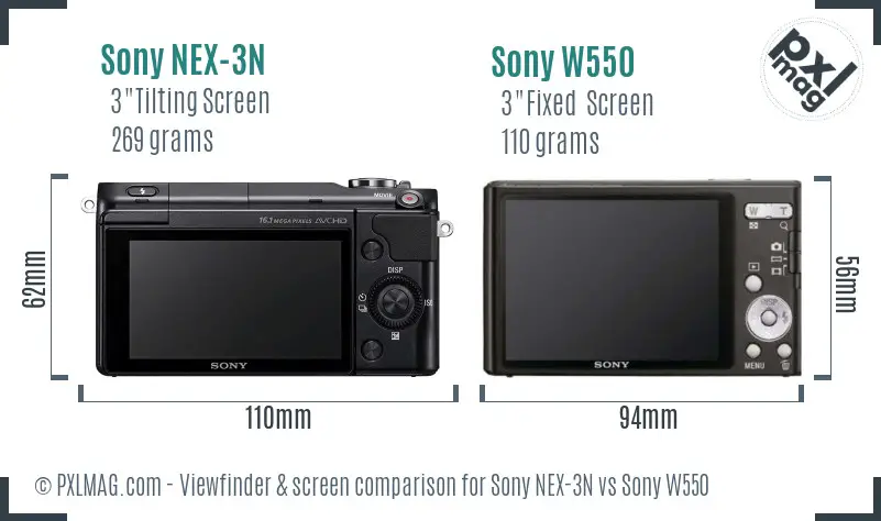 Sony NEX-3N vs Sony W550 Screen and Viewfinder comparison