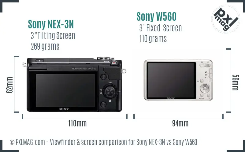 Sony NEX-3N vs Sony W560 Screen and Viewfinder comparison
