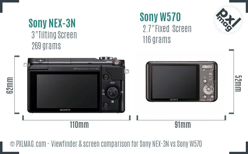 Sony NEX-3N vs Sony W570 Screen and Viewfinder comparison