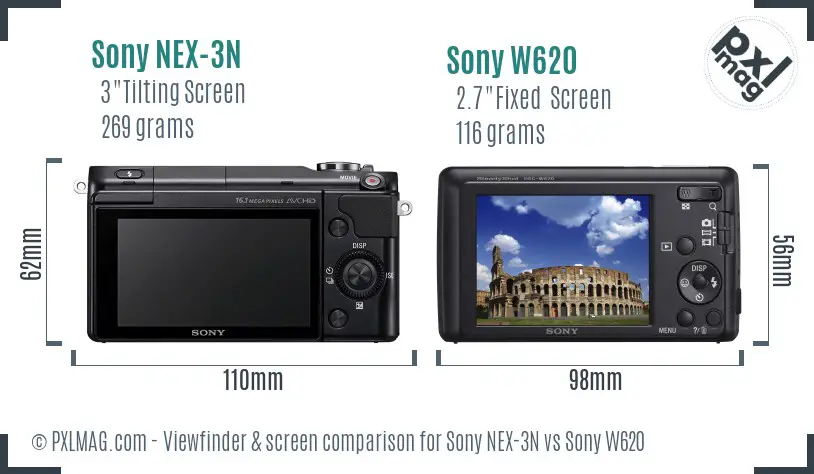 Sony NEX-3N vs Sony W620 Screen and Viewfinder comparison