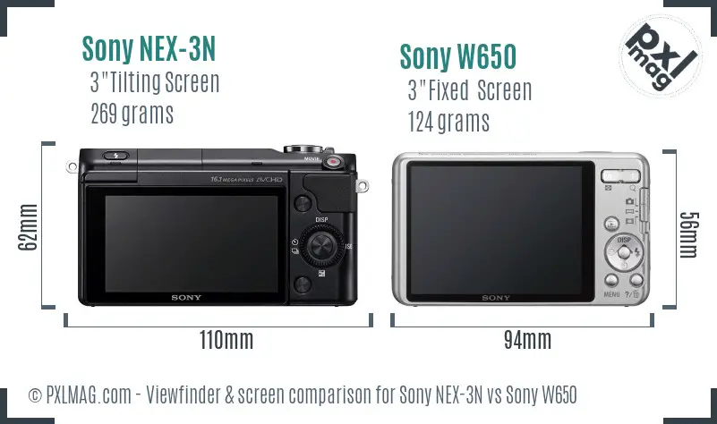Sony NEX-3N vs Sony W650 Screen and Viewfinder comparison