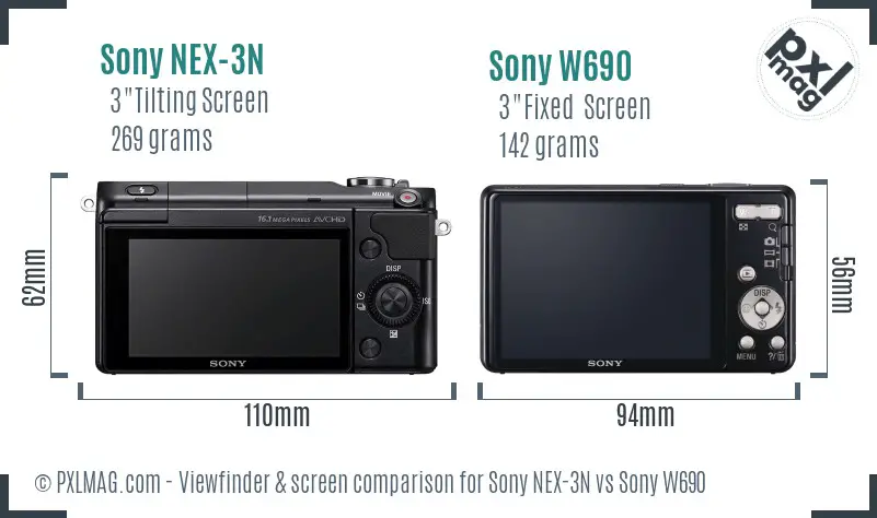 Sony NEX-3N vs Sony W690 Screen and Viewfinder comparison