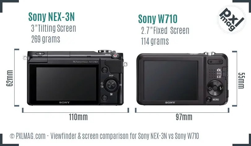 Sony NEX-3N vs Sony W710 Screen and Viewfinder comparison