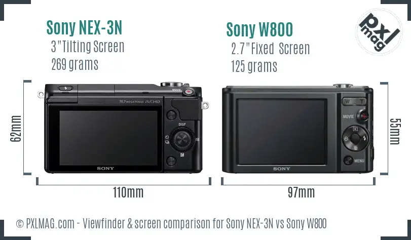 Sony NEX-3N vs Sony W800 Screen and Viewfinder comparison