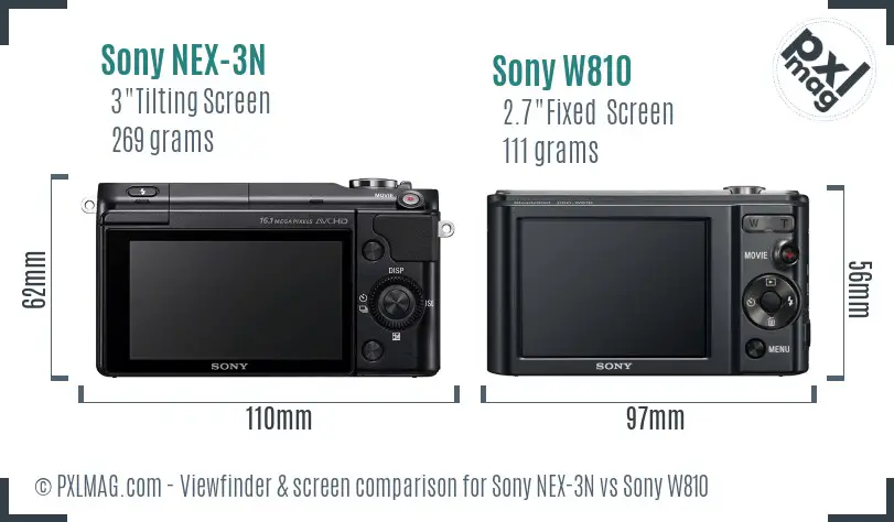 Sony NEX-3N vs Sony W810 Screen and Viewfinder comparison