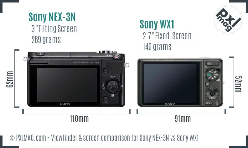 Sony NEX-3N vs Sony WX1 Screen and Viewfinder comparison