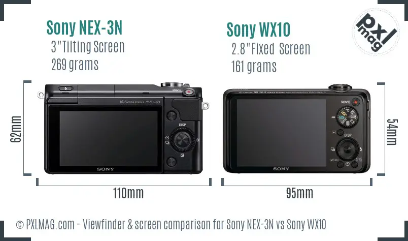 Sony NEX-3N vs Sony WX10 Screen and Viewfinder comparison