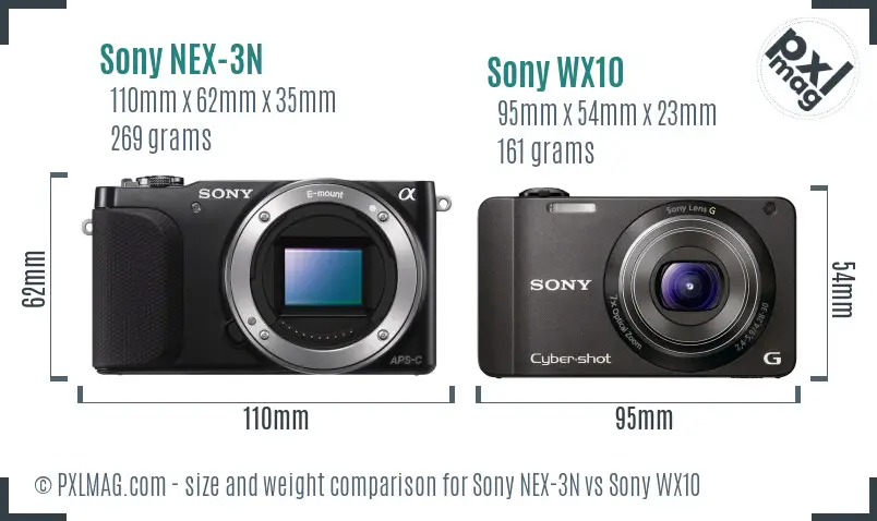 Sony NEX-3N vs Sony WX10 size comparison