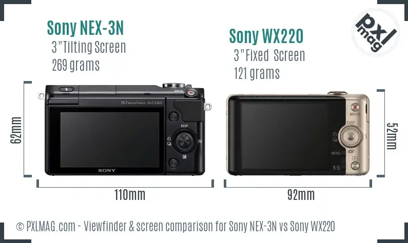 Sony NEX-3N vs Sony WX220 Screen and Viewfinder comparison