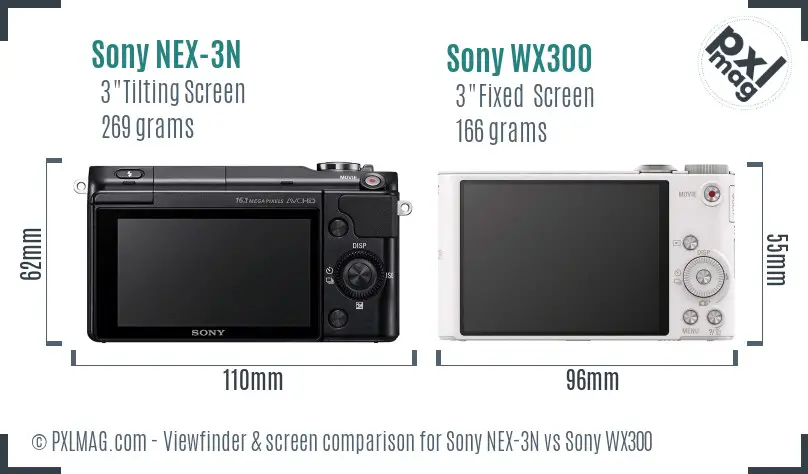 Sony NEX-3N vs Sony WX300 Screen and Viewfinder comparison