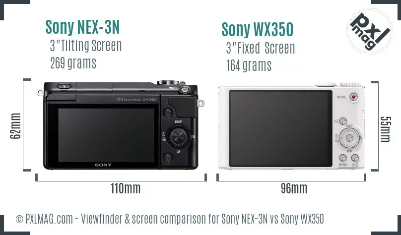 Sony NEX-3N vs Sony WX350 Screen and Viewfinder comparison