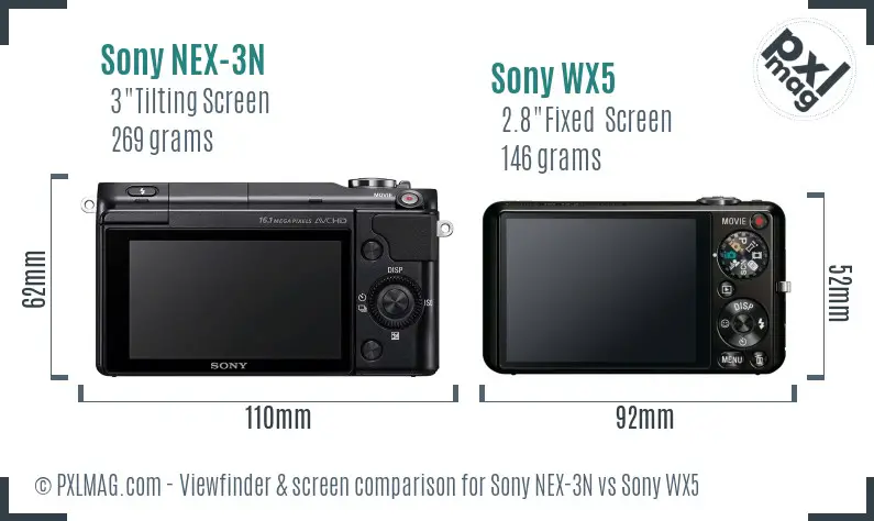 Sony NEX-3N vs Sony WX5 Screen and Viewfinder comparison