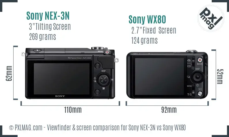 Sony NEX-3N vs Sony WX80 Screen and Viewfinder comparison