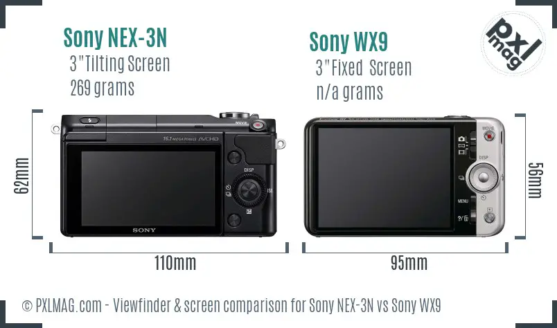 Sony NEX-3N vs Sony WX9 Screen and Viewfinder comparison