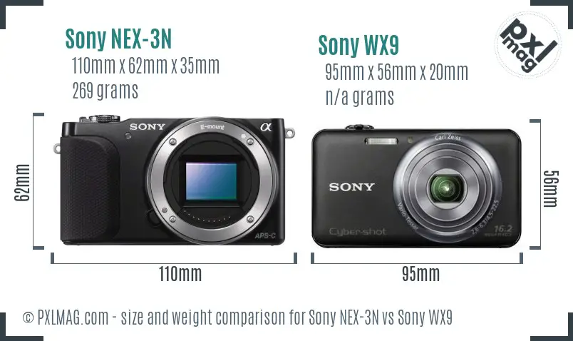 Sony NEX-3N vs Sony WX9 size comparison