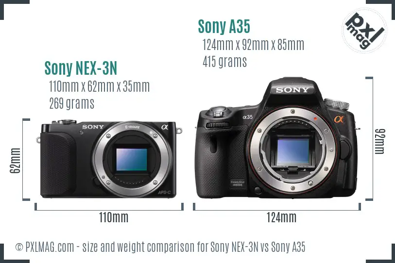 Sony NEX-3N vs Sony A35 size comparison