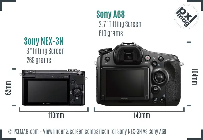 Sony NEX-3N vs Sony A68 Screen and Viewfinder comparison