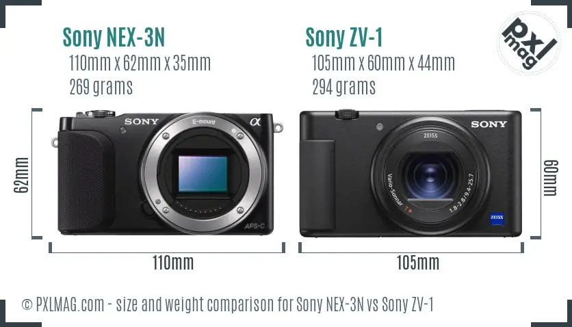 Sony NEX-3N vs Sony ZV-1 size comparison