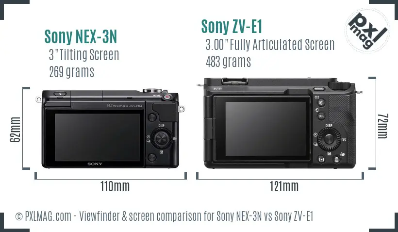 Sony NEX-3N vs Sony ZV-E1 Screen and Viewfinder comparison Sony NEX-3N vs Sony ZV-E1 Screen and Viewfinder comparison
