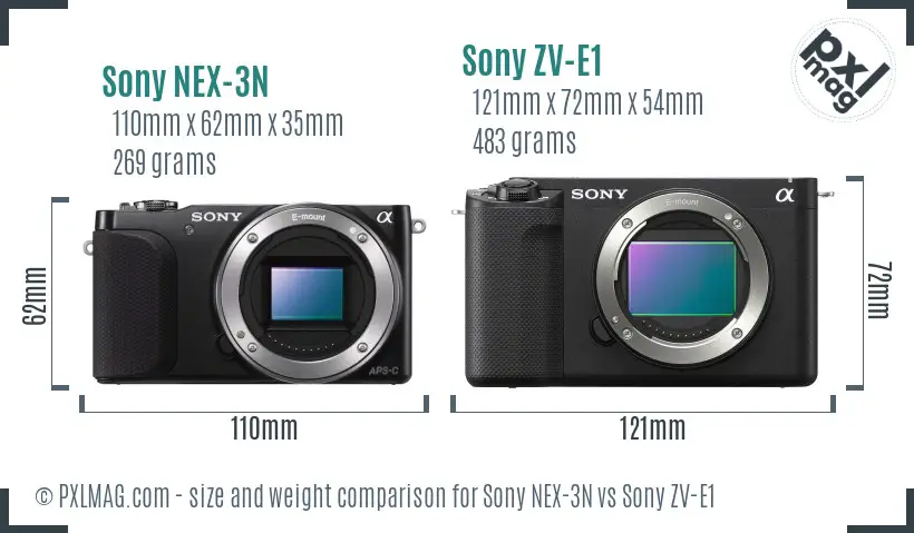 Sony NEX-3N vs Sony ZV-E1 size comparison Sony NEX-3N vs Sony ZV-E1 size comparison
