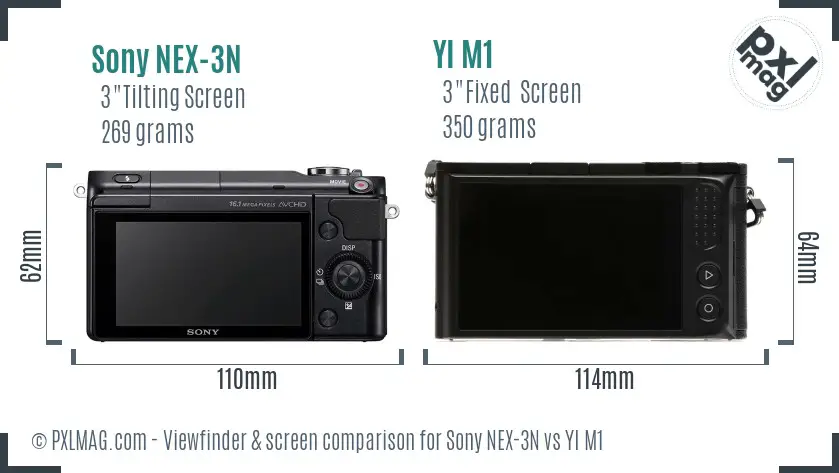 Sony NEX-3N vs YI M1 Screen and Viewfinder comparison