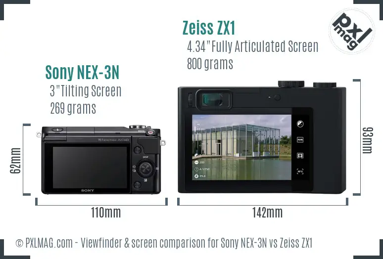 Sony NEX-3N vs Zeiss ZX1 Screen and Viewfinder comparison