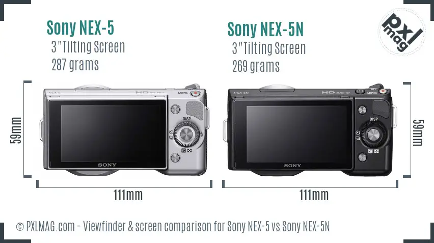 Sony NEX-5 vs Sony NEX-5N Screen and Viewfinder comparison