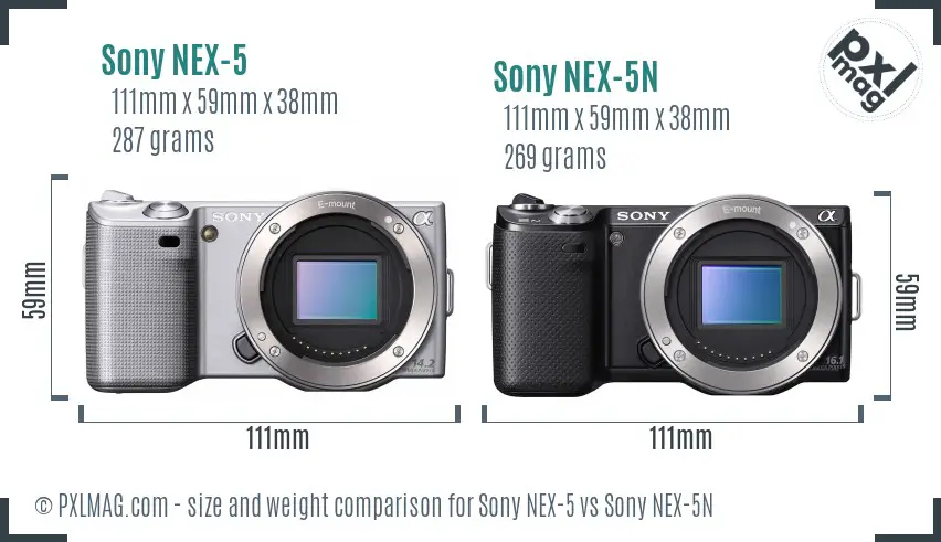 Sony NEX-5 vs Sony NEX-5N size comparison
