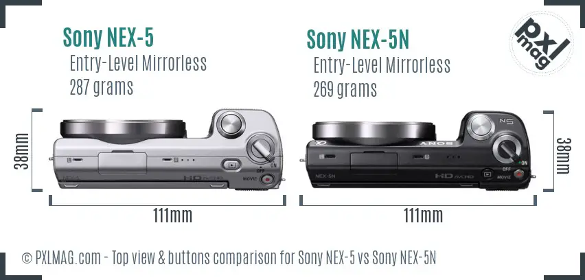 Sony NEX-5 vs Sony NEX-5N top view buttons comparison