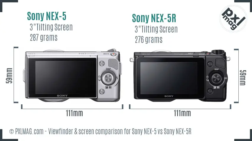 Sony NEX-5 vs Sony NEX-5R Screen and Viewfinder comparison