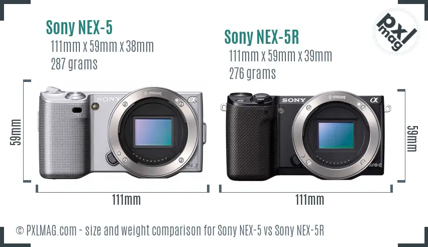 Sony NEX-5 vs Sony NEX-5R size comparison