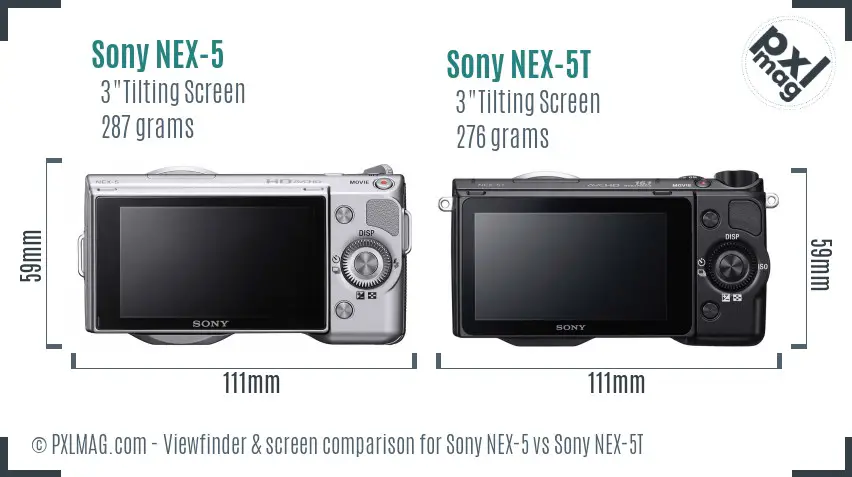 Sony NEX-5 vs Sony NEX-5T Screen and Viewfinder comparison