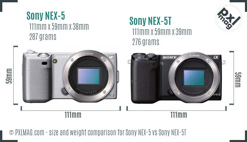 Sony NEX-5 vs Sony NEX-5T size comparison