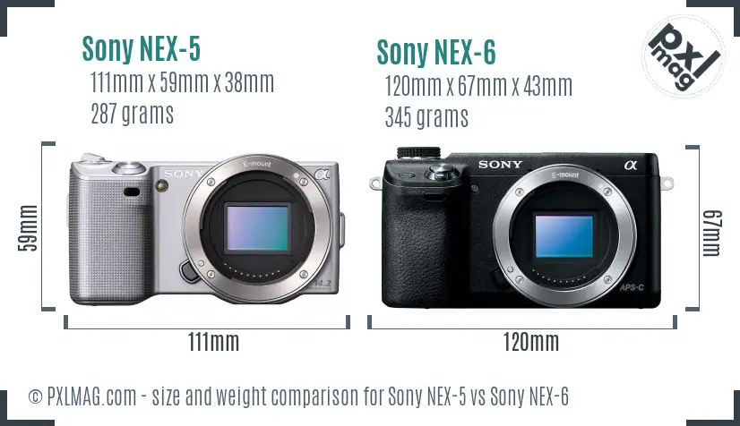 Sony NEX-5 vs Sony NEX-6 size comparison