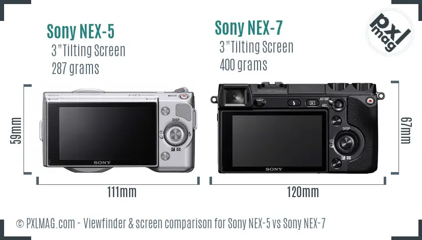 Sony NEX-5 vs Sony NEX-7 Screen and Viewfinder comparison