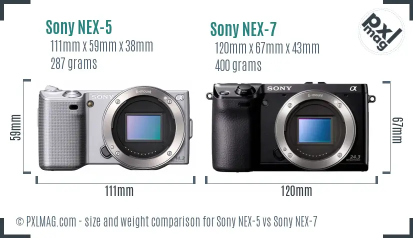Sony NEX-5 vs Sony NEX-7 size comparison