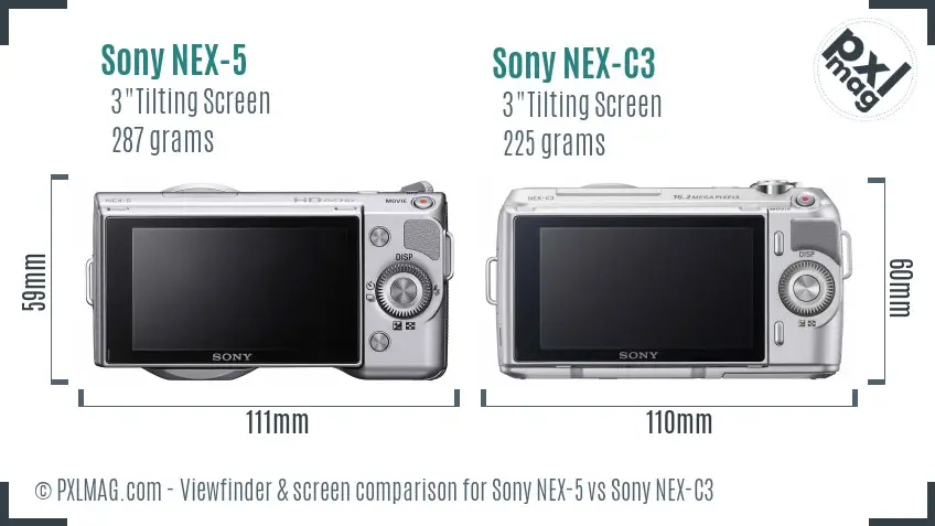Sony NEX-5 vs Sony NEX-C3 Screen and Viewfinder comparison