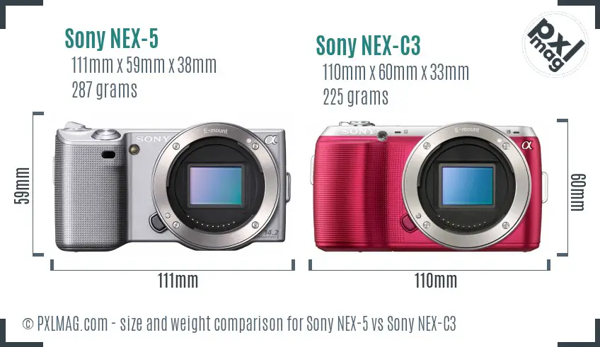 Sony NEX-5 vs Sony NEX-C3 size comparison