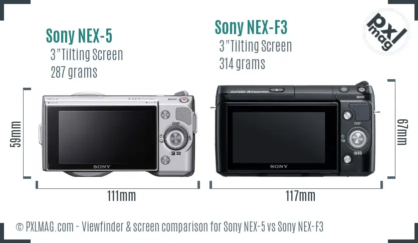 Sony NEX-5 vs Sony NEX-F3 Screen and Viewfinder comparison