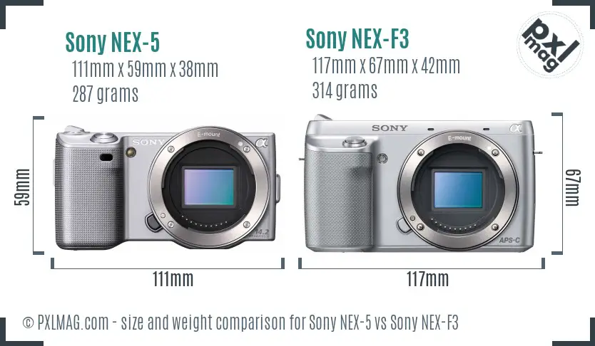 Sony NEX-5 vs Sony NEX-F3 size comparison