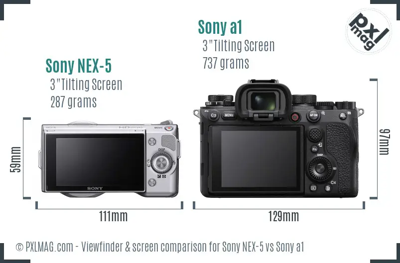 Sony NEX-5 vs Sony a1 Screen and Viewfinder comparison